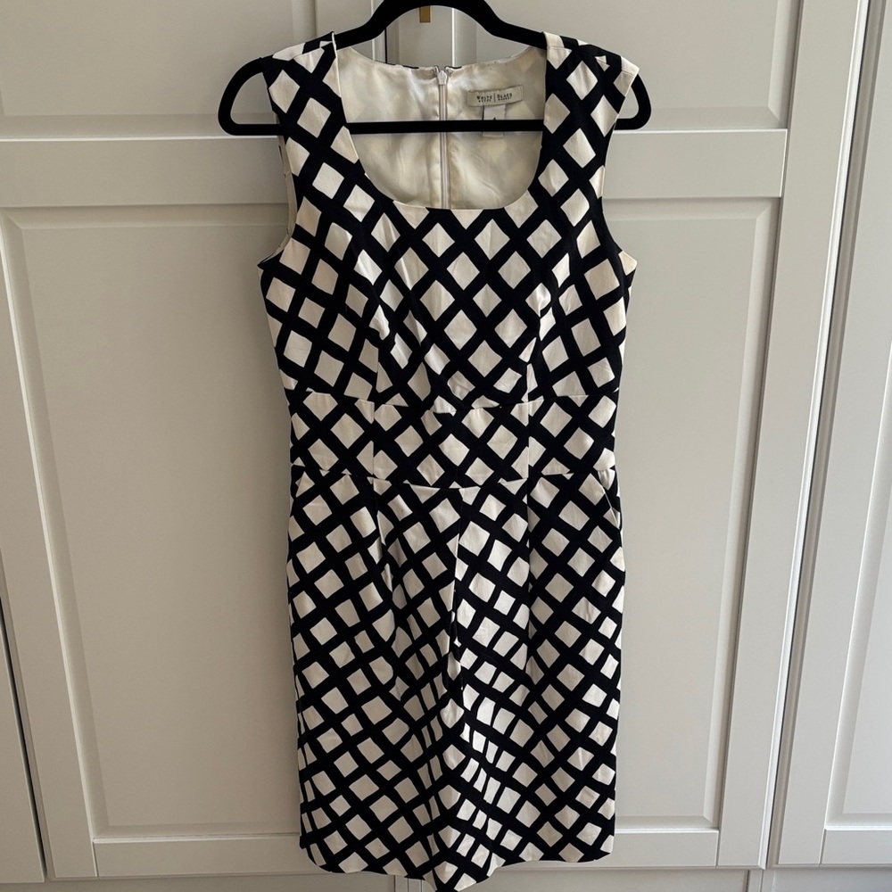 White House Black Market Geometric Black and White Midi Dress